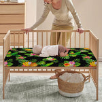 Black Tropical Hawaiian Pattern Print Baby Crib Sheet