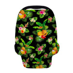 Black Tropical Hawaiian Pattern Print Baby Seat Cover