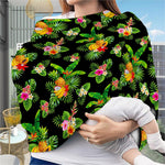 Black Tropical Hawaiian Pattern Print Baby Seat Cover