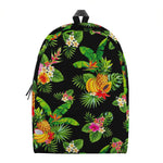 Black Tropical Hawaiian Pattern Print Backpack