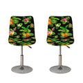 Black Tropical Hawaiian Pattern Print Bar Stool Covers