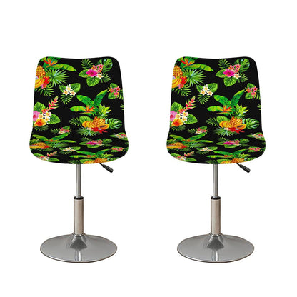 Black Tropical Hawaiian Pattern Print Bar Stool Covers