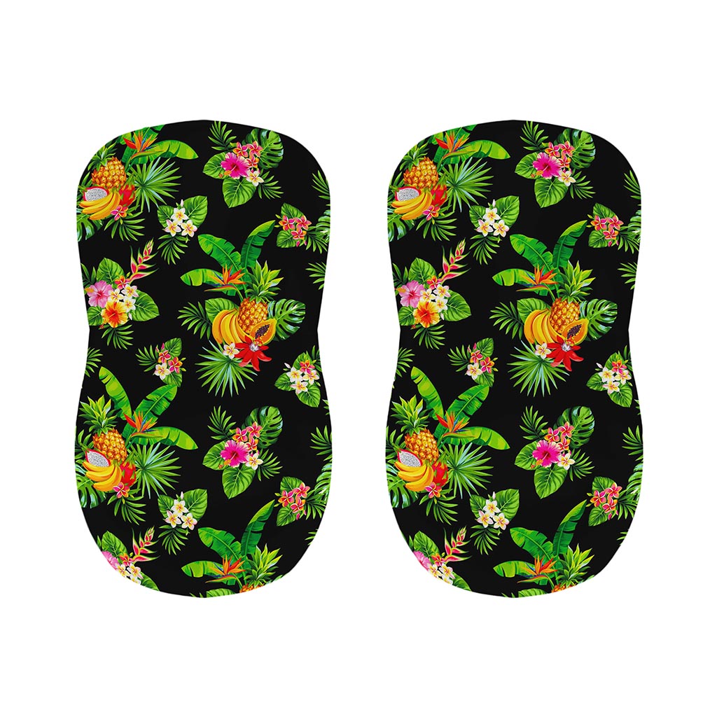 Black Tropical Hawaiian Pattern Print Bar Stool Covers