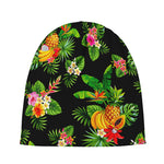 Black Tropical Hawaiian Pattern Print Beanie