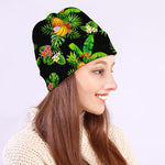Black Tropical Hawaiian Pattern Print Beanie