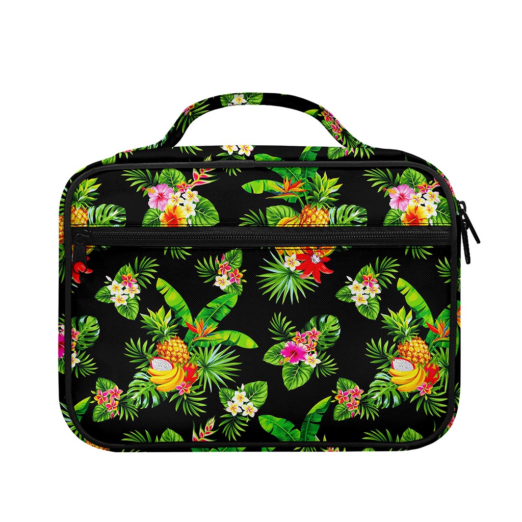 Black Tropical Hawaiian Pattern Print Briefcase Bible Bag