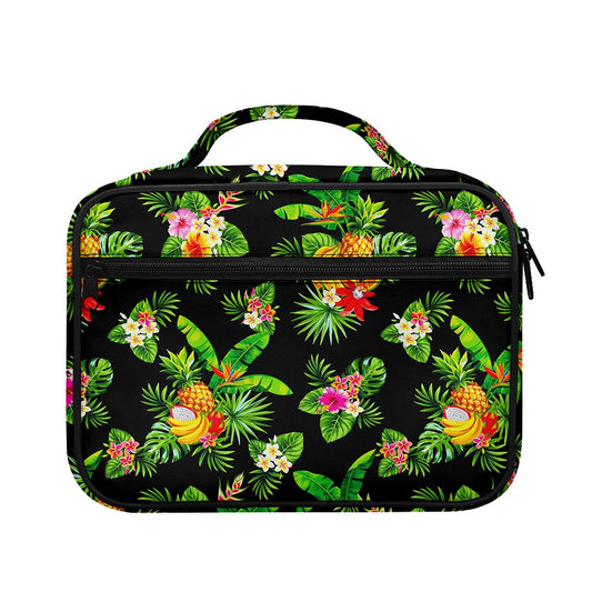 Black Tropical Hawaiian Pattern Print Briefcase Bible Bag