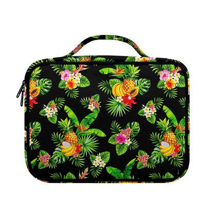 Black Tropical Hawaiian Pattern Print Briefcase Bible Bag