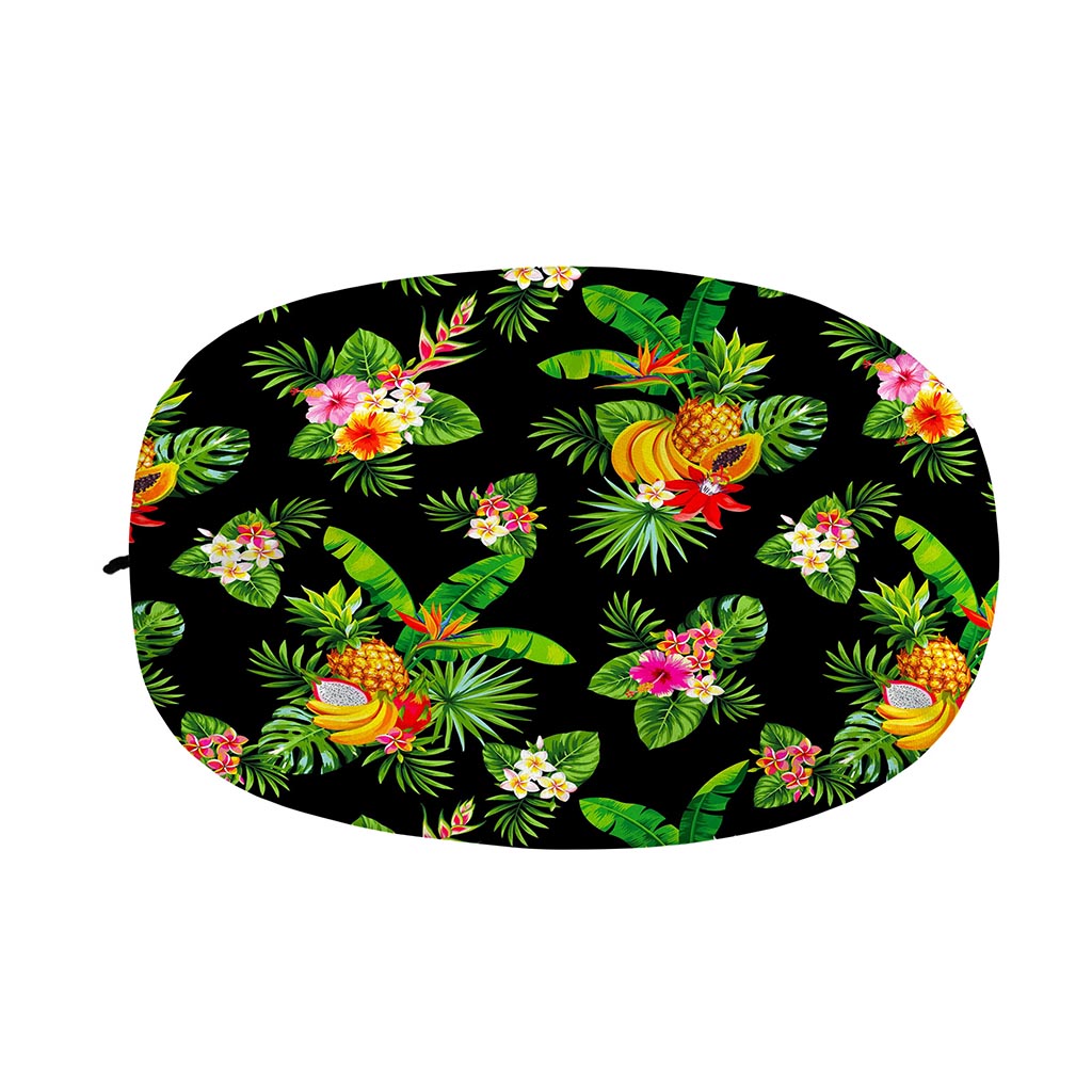 Black Tropical Hawaiian Pattern Print Car Side Mirror Covers