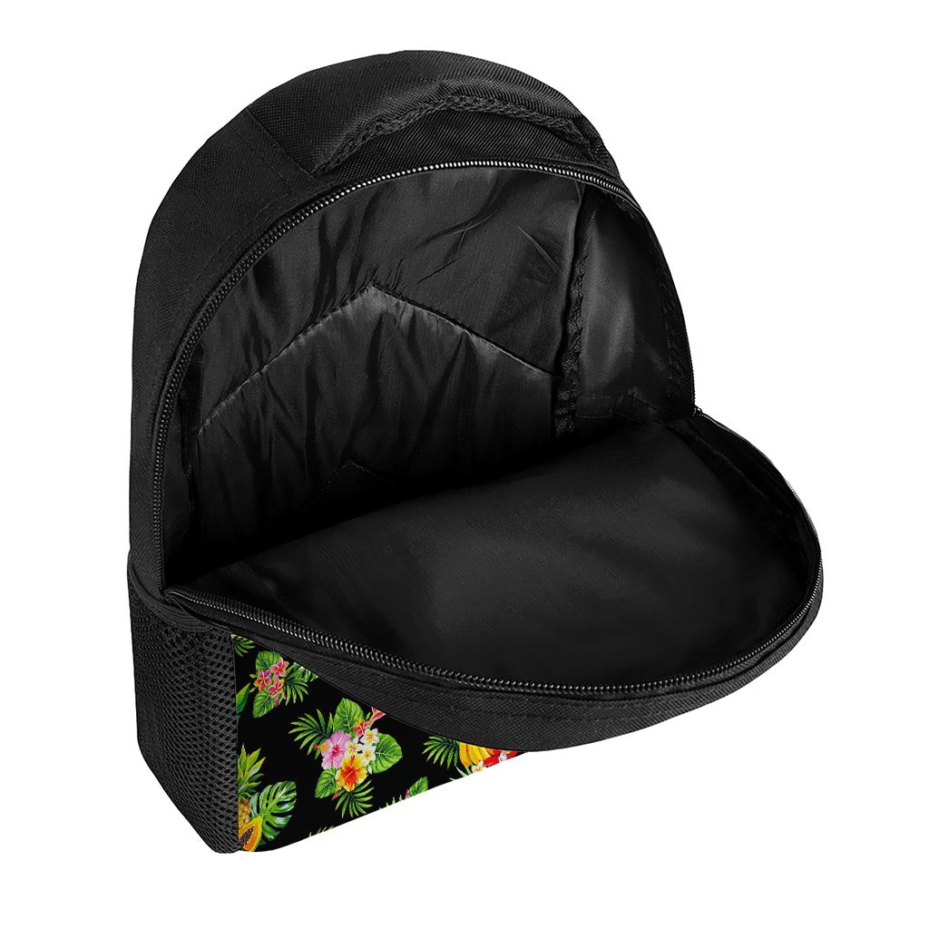 Black Tropical Hawaiian Pattern Print Casual Backpack