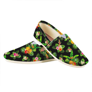 Black Tropical Hawaiian Pattern Print Casual Shoes