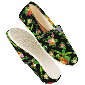 Black Tropical Hawaiian Pattern Print Casual Shoes