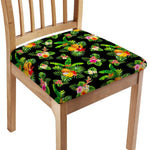 Black Tropical Hawaiian Pattern Print Chair Cushion Cover