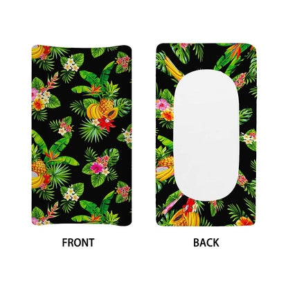 Black Tropical Hawaiian Pattern Print Changing Pad Cover