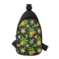Black Tropical Hawaiian Pattern Print Sling Bag