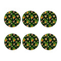 Black Tropical Hawaiian Pattern Print Coaster Set
