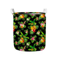 Black Tropical Hawaiian Pattern Print Collapsible Laundry Basket