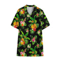 Black Tropical Hawaiian Pattern Print Cotton Hawaiian Shirt