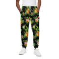 Black Tropical Hawaiian Pattern Print Cotton Sweatpants