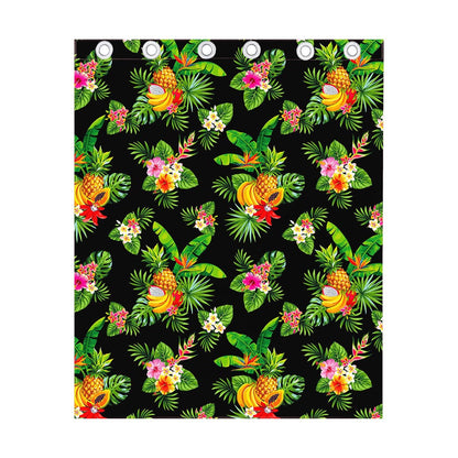 Black Tropical Hawaiian Pattern Print Curtain