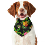 Black Tropical Hawaiian Pattern Print Dog Bandana