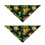 Black Tropical Hawaiian Pattern Print Dog Bandana