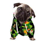 Black Tropical Hawaiian Pattern Print Dog Zip Up Hoodie