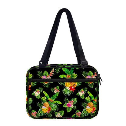Black Tropical Hawaiian Pattern Print Double Strap Bible Bag