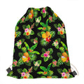 Black Tropical Hawaiian Pattern Print Drawstring Bag