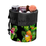 Black Tropical Hawaiian Pattern Print Drawstring Makeup Bag