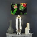 Black Tropical Hawaiian Pattern Print Drum Lamp Shade