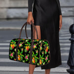 Black Tropical Hawaiian Pattern Print Duffle Bag