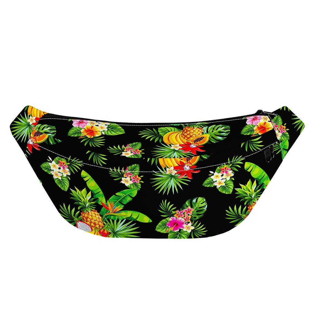 Black Tropical Hawaiian Pattern Print Fanny Pack