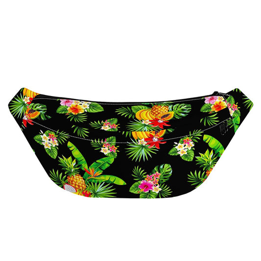 Black Tropical Hawaiian Pattern Print Fanny Pack