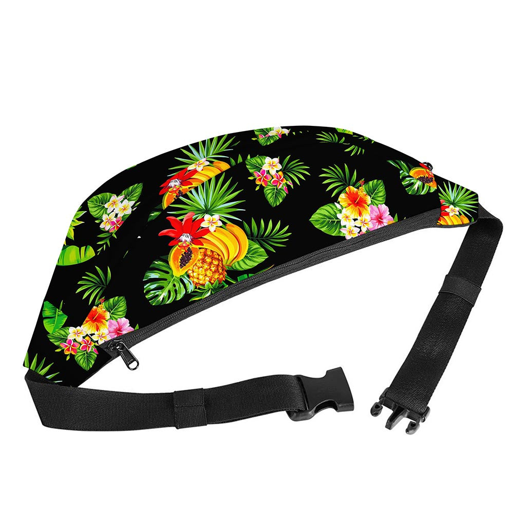 Black Tropical Hawaiian Pattern Print Fanny Pack