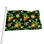 Black Tropical Hawaiian Pattern Print Flag
