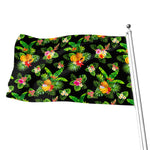 Black Tropical Hawaiian Pattern Print Flag