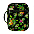 Black Tropical Hawaiian Pattern Print Front Pocket Bible Bag