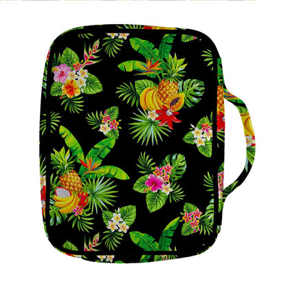 Black Tropical Hawaiian Pattern Print Front Pocket Bible Bag