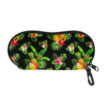 Black Tropical Hawaiian Pattern Print Glasses Case