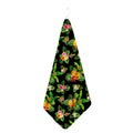 Black Tropical Hawaiian Pattern Print Hand Towel