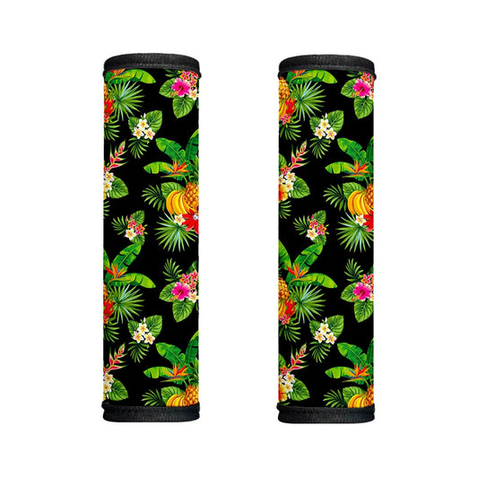 Black Tropical Hawaiian Pattern Print Handle Covers