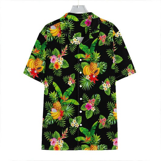 Black Tropical Hawaiian Pattern Print Hawaiian Shirt