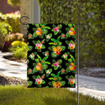 Black Tropical Hawaiian Pattern Print House Flag