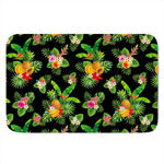 Black Tropical Hawaiian Pattern Print Indoor Door Mat