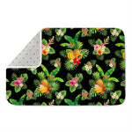 Black Tropical Hawaiian Pattern Print Indoor Door Mat