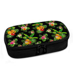 Black Tropical Hawaiian Pattern Print Insulin Cooler Travel Case