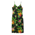 Black Tropical Hawaiian Pattern Print Jersey Midi Cami Dress