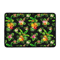 Black Tropical Hawaiian Pattern Print Kitchen Mat