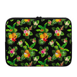 Black Tropical Hawaiian Pattern Print Laptop Sleeve